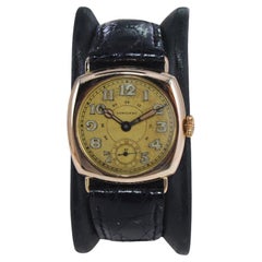 Longines 14Kt. Solid Gold Cushion Shaped Watch with Original Dial from 1919