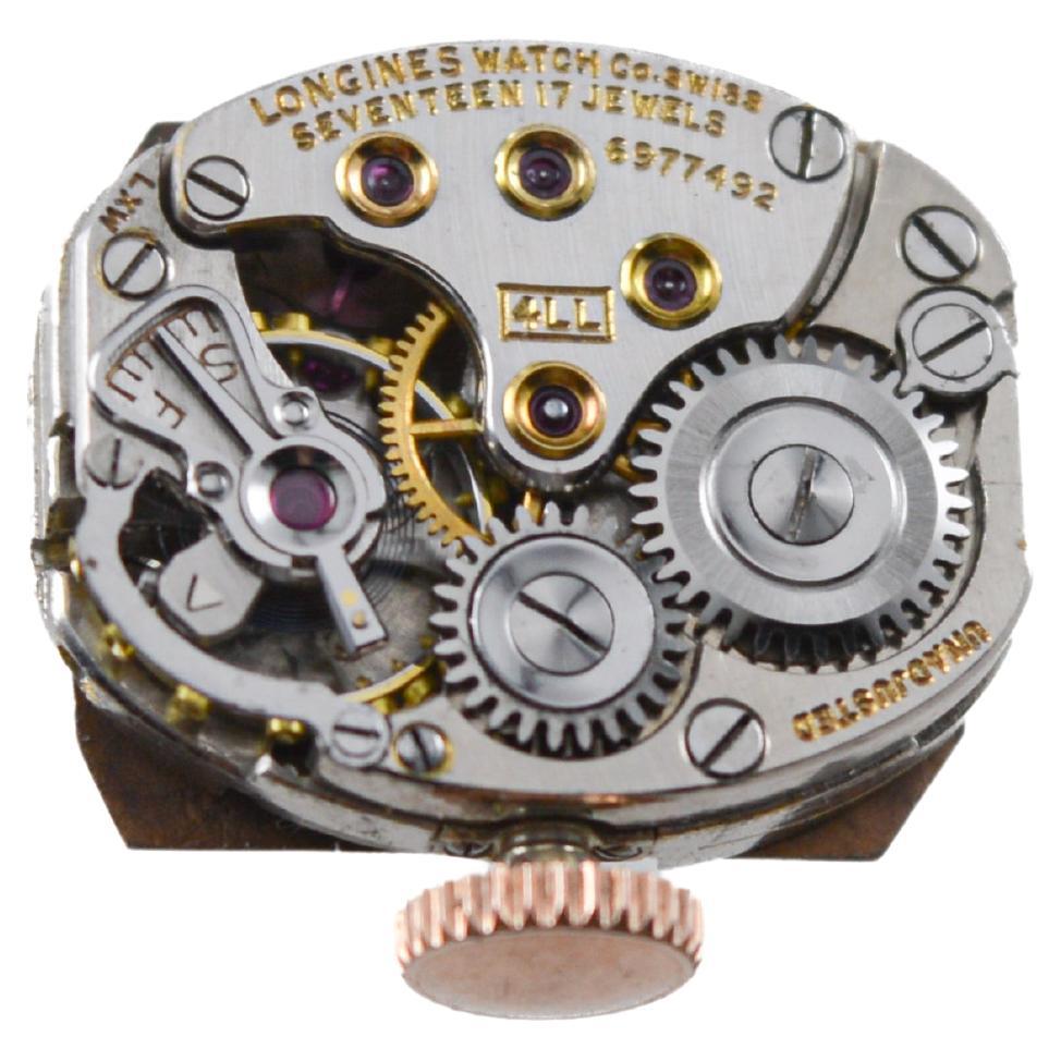 Longines 14Kt massive Roségold Art Deco Damenuhr mit echten Diamanten 1940er Jahre im Angebot 10