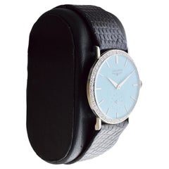Longines 14Kt Solid White Gold Modernist Style with Custom Dial 1950's