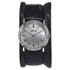 Retro Longines 14kt. Solid White Gold Original Multifaceted Crystal Dress Watch