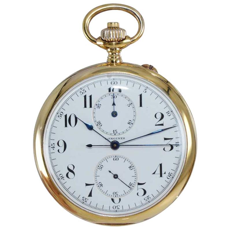 Longines Yellow Gold Hunting Case Pocket Watch circa 1911 at 1stDibs