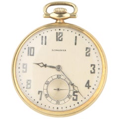 Longines 17-Jewel Vintage 14 Karat Yellow Gold Pocket Watch Open Face 1927