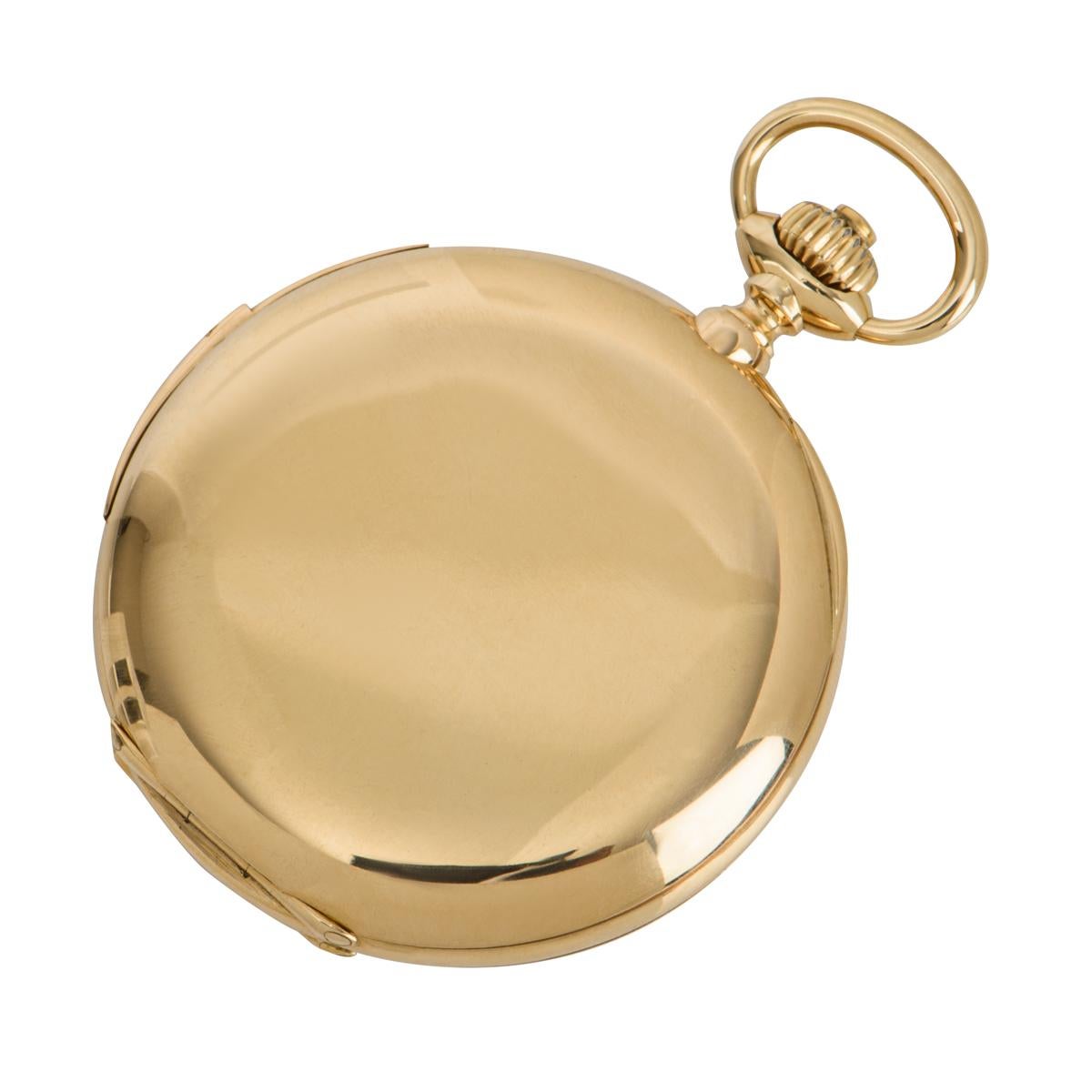 Longines 18ct Yellow Gold Full Hunter Minute Repeater Keyless Lever Pocket Watch In Good Condition In London, GB