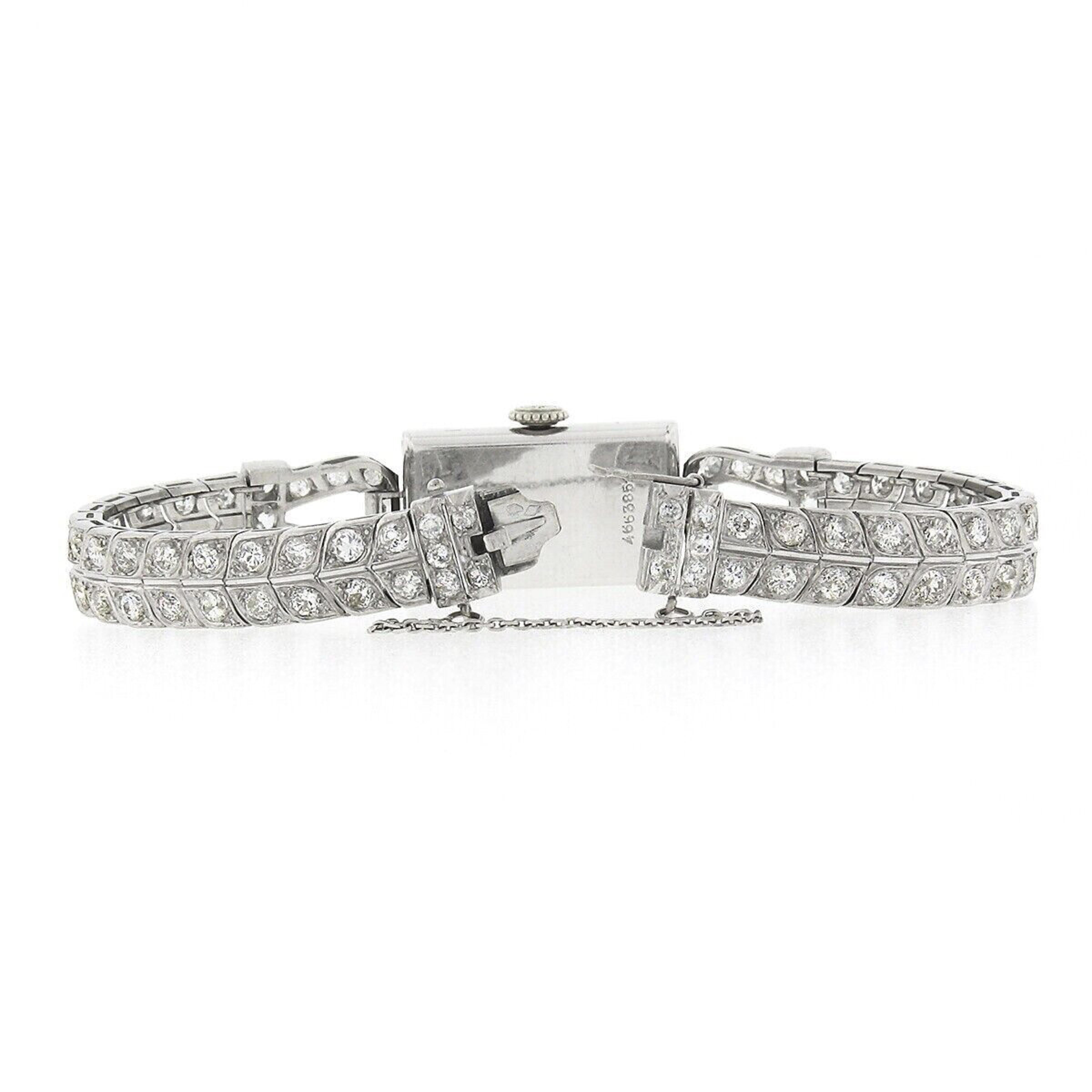 Longines Montre-bracelet habillée fantaisie en or blanc 18 carats avec diamants 5,05 carats pour femmes 745 Bon état - En vente à Montclair, NJ