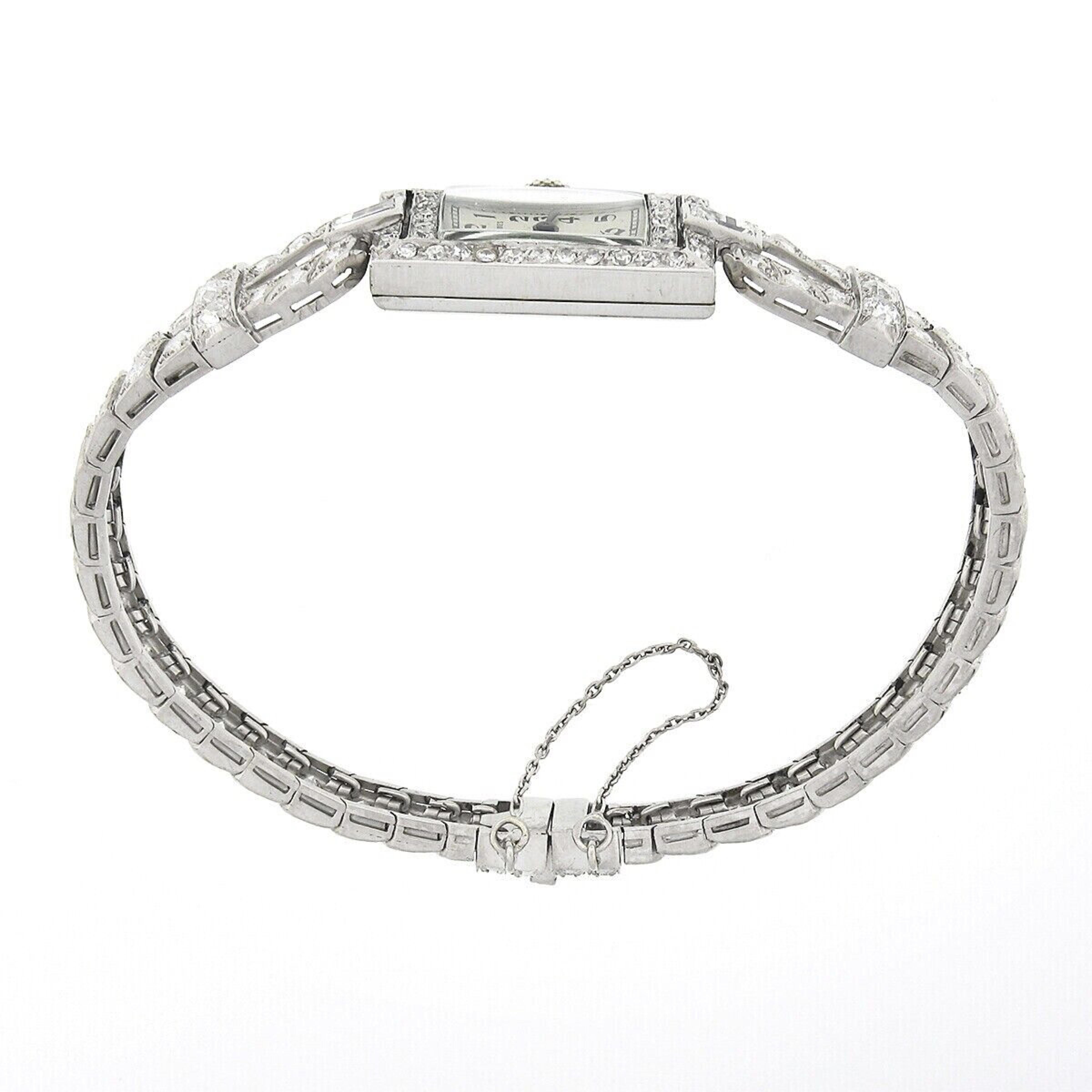 Longines 18k White Gold 5.05ctw Diamond Ladies' Fancy Dress Bracelet Watch 745 In Good Condition For Sale In Montclair, NJ