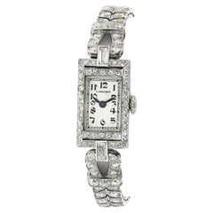 Used Longines 18k White Gold 5.05ctw Diamond Ladies' Fancy Dress Bracelet Watch 745