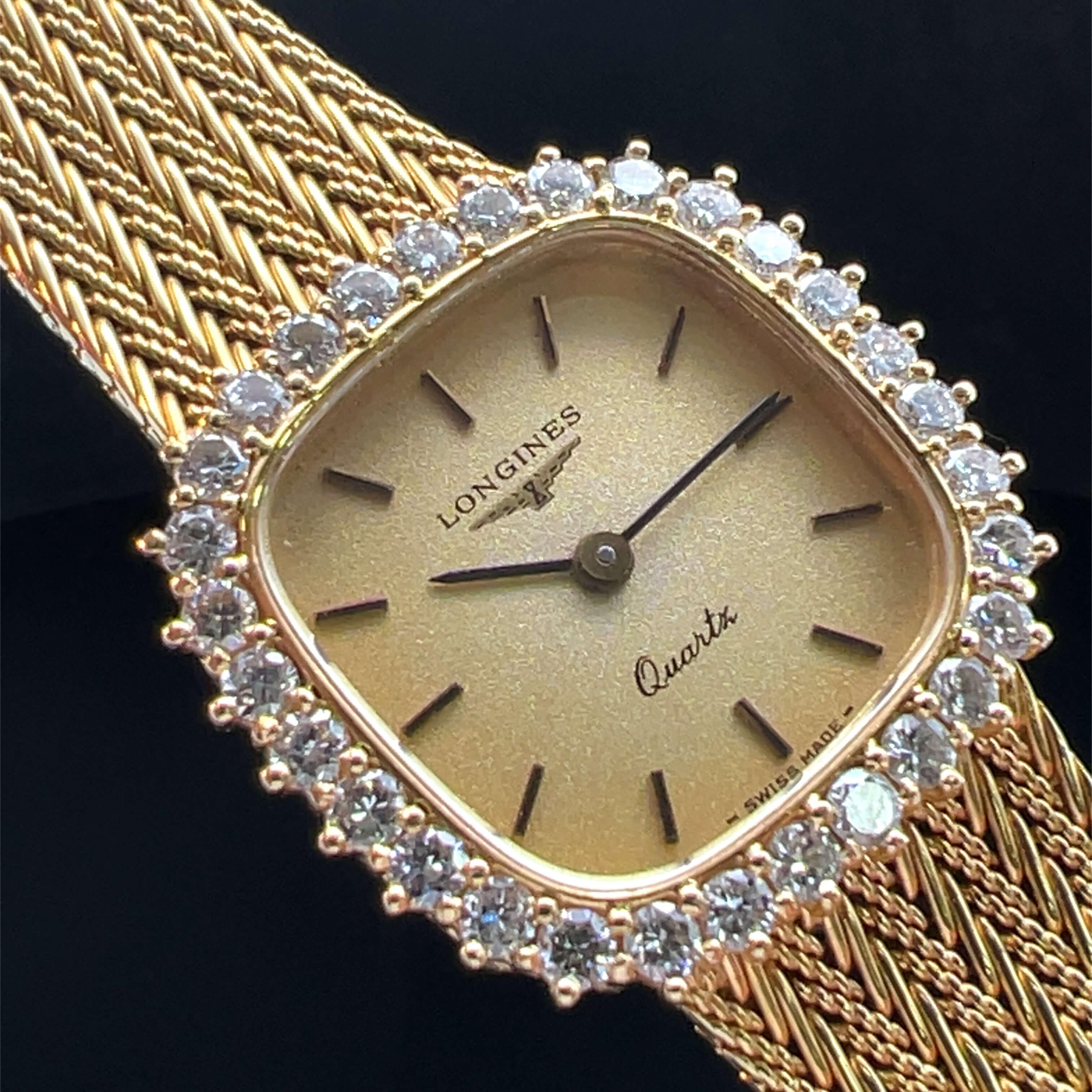 Longines 18k Yellow Gold Diamond Set Watch Circa 1988 In Good Condition For Sale In ADELAIDE, SA