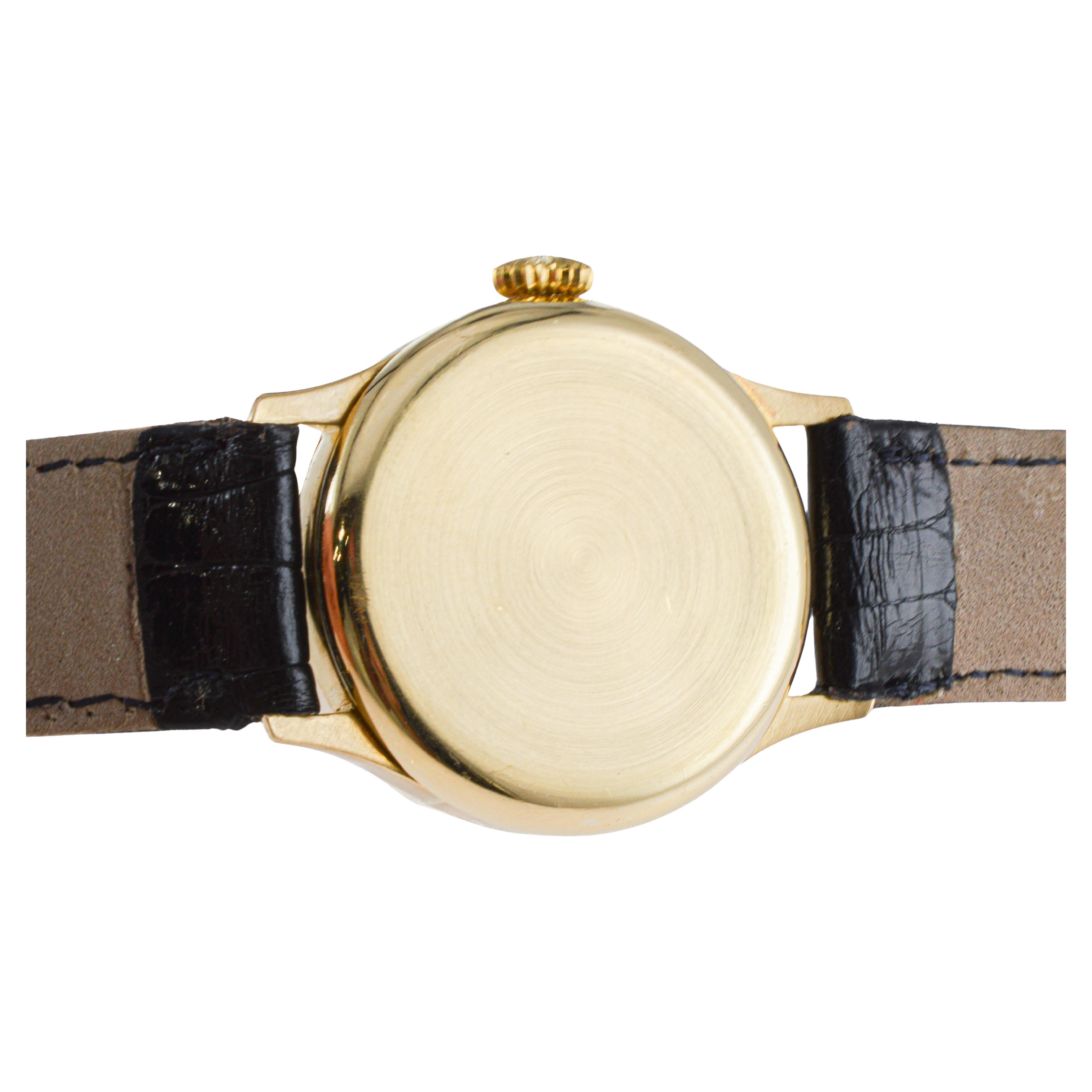 Longines 18Kt Solid Gold Art Deco Watch with Original Kiln Fired Dial from 1910 11