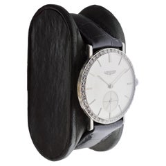 Longines 18Kt Solid White Gold Mid Century Design Tuxedo Watch 1950's / 60's