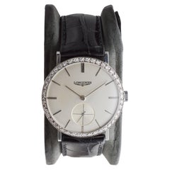 Longines 18Kt Massiv Weißgold Mid Century Design Smoking Uhr 1950's / 60's