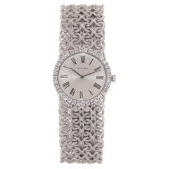 Retro Longines 18kt. white gold ladies' wristwatch with diamond-set bezel