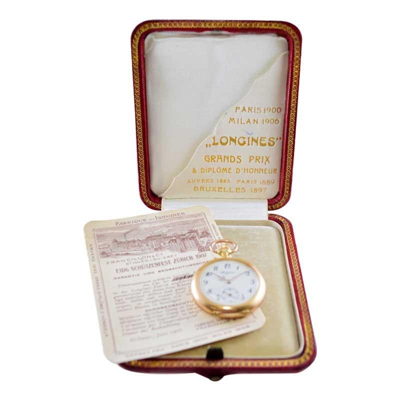 Longines 18kt. Yellow Gold Art Nouveau Style Presentation Watch Box and Papers For Sale 8