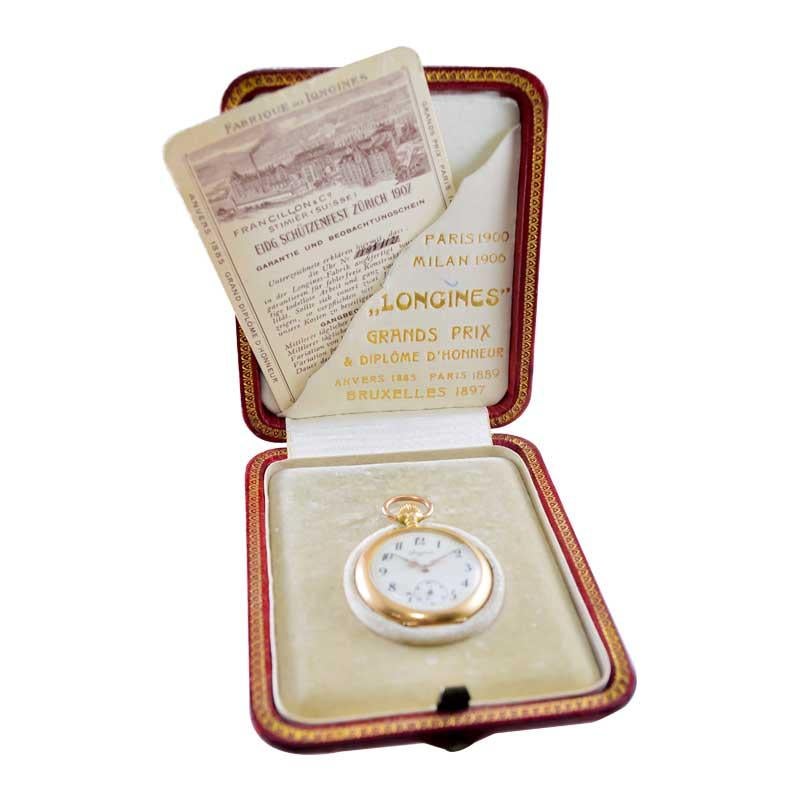 Longines 18kt. Yellow Gold Art Nouveau Style Presentation Watch Box and Papers For Sale 9
