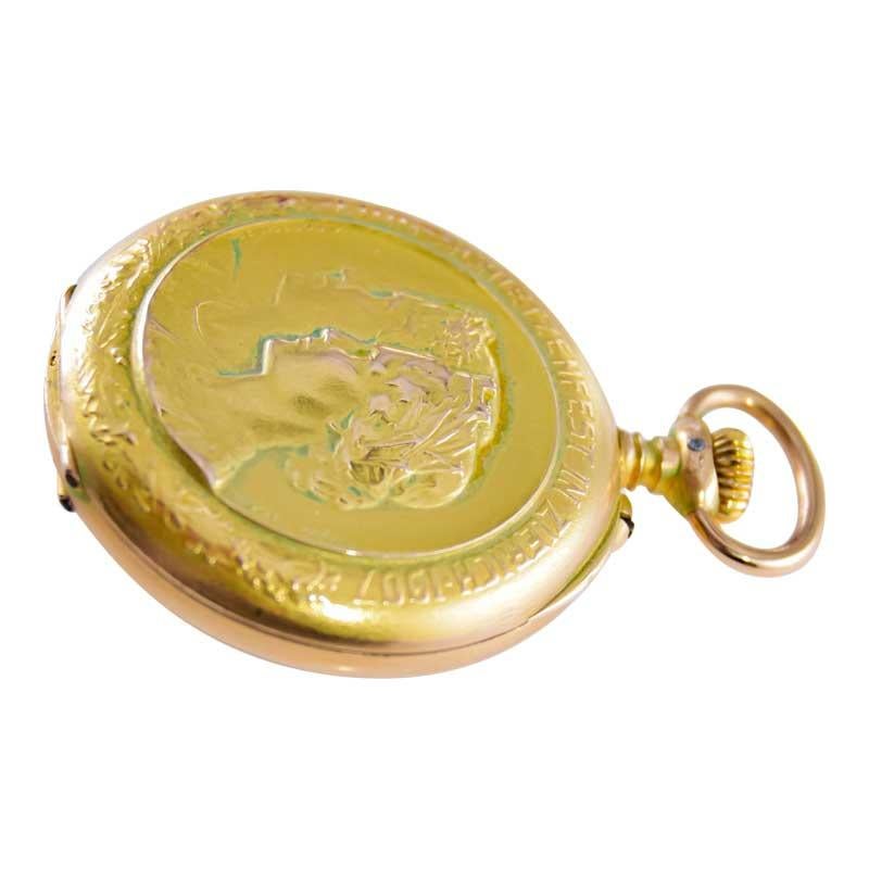 Longines 18kt. Yellow Gold Art Nouveau Style Presentation Watch Box and Papers For Sale 1