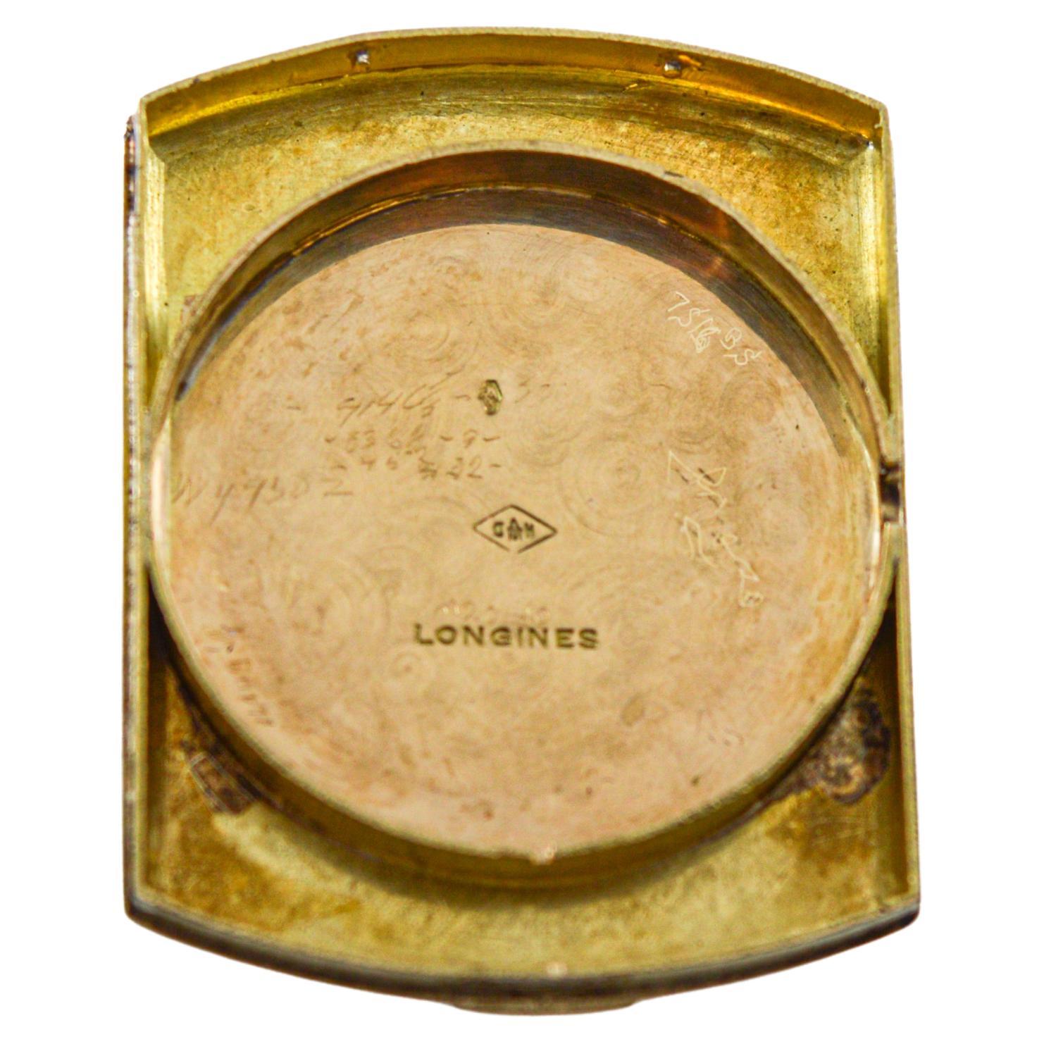 Longines 18 carats Montre-bracelet pour homme en or jaune, Hallmark français des années 1930 en vente 4
