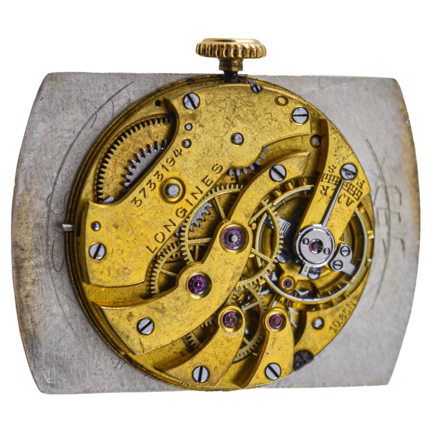 Longines 18Kt. Reloj de pulsera de oro amarillo para hombre, con matrícula francesa años 30 en venta 6