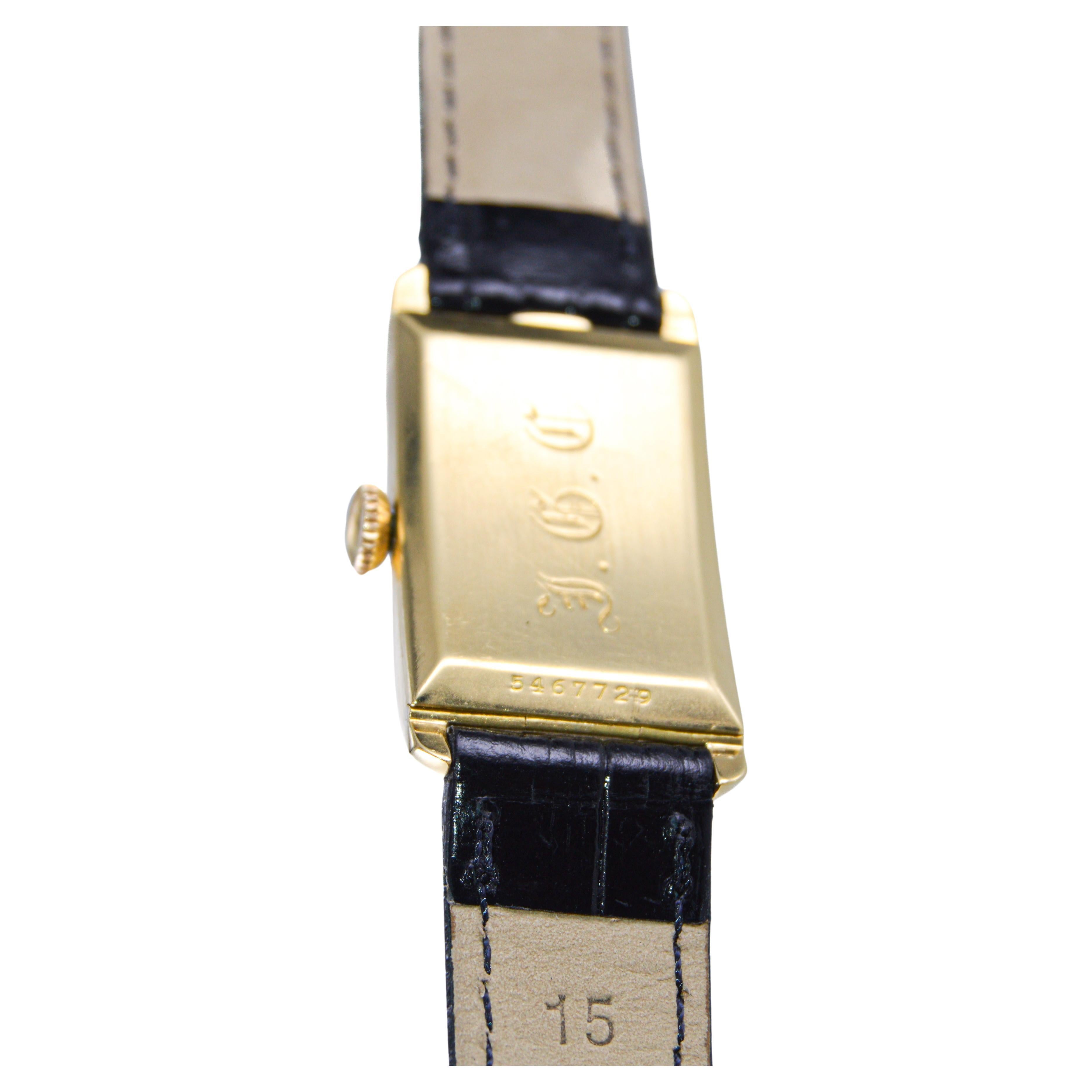 Longines 18Kt Yellow Gold Rare Drs. Model Art Deco Watch circa 1937 For Sale 5
