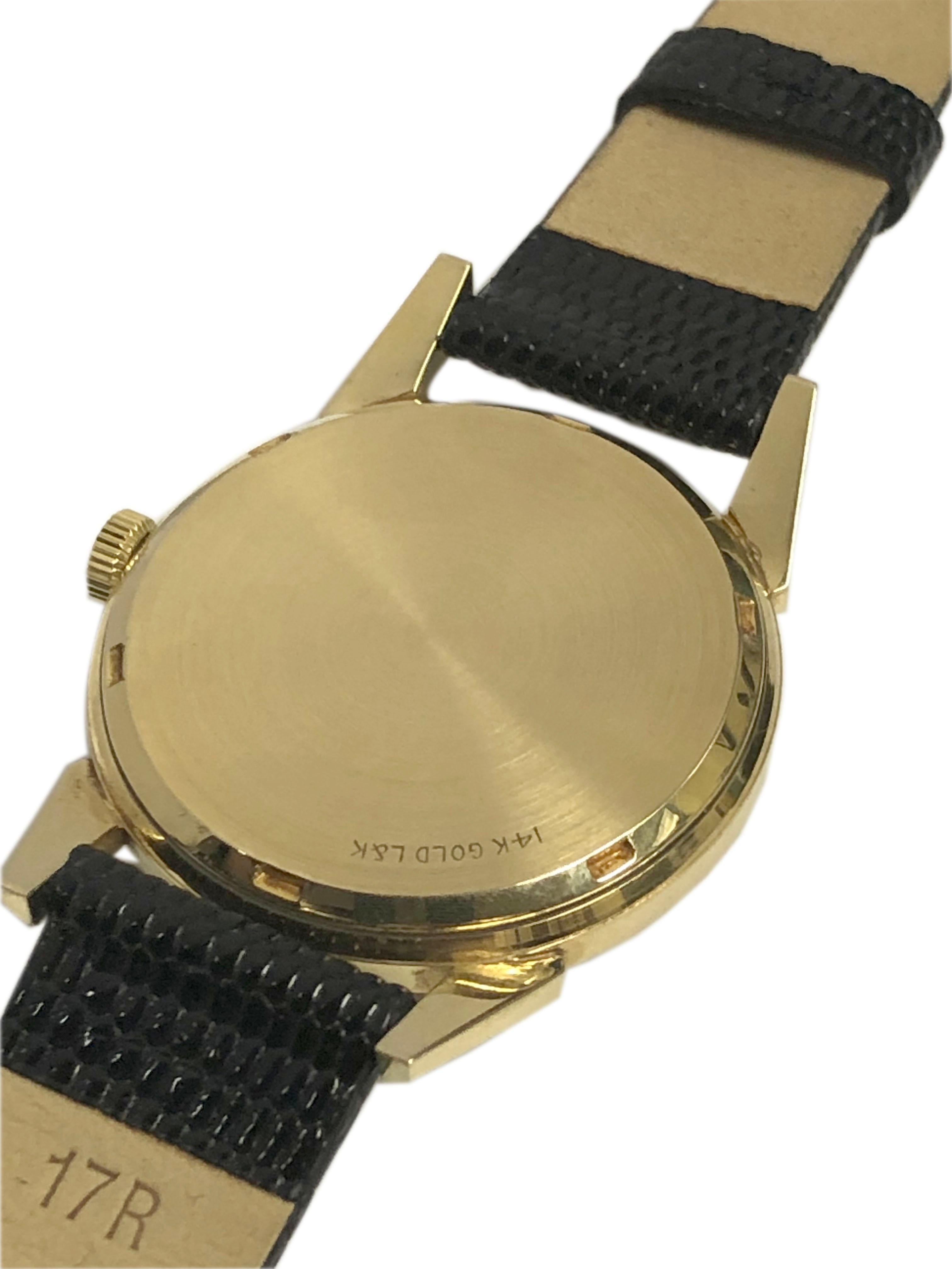 Longines 1950s Yellow Gold nearly unworn Mechanical Wrist Watch In Excellent Condition In Chicago, IL