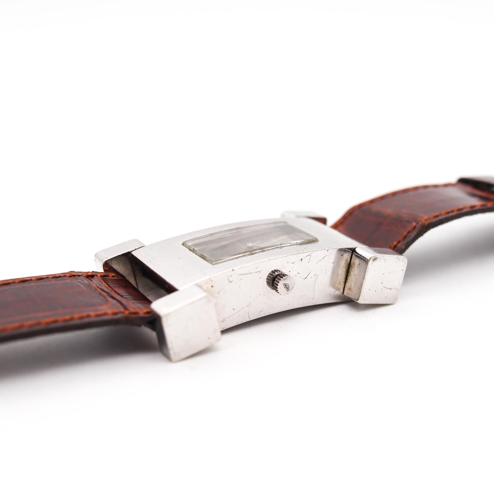 Montre-bracelet cubiste géométrique Longines 1973 de Serge Manzon en argent sterling 5