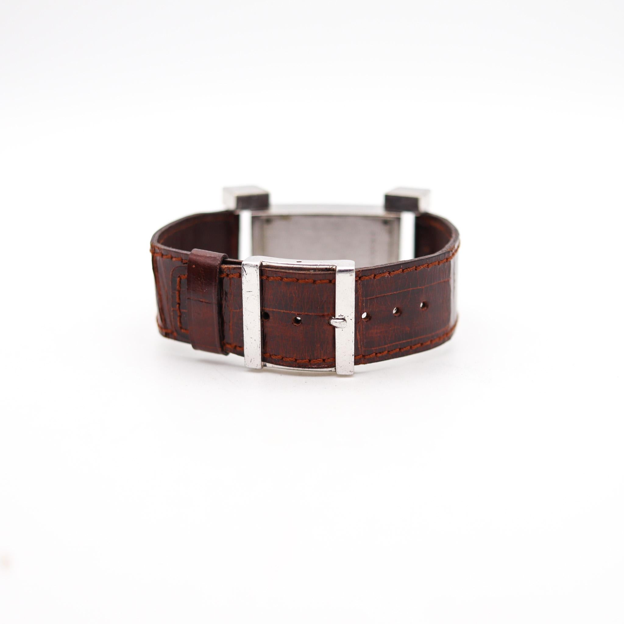 Montre-bracelet cubiste géométrique Longines 1973 de Serge Manzon en argent sterling Bon état à Miami, FL