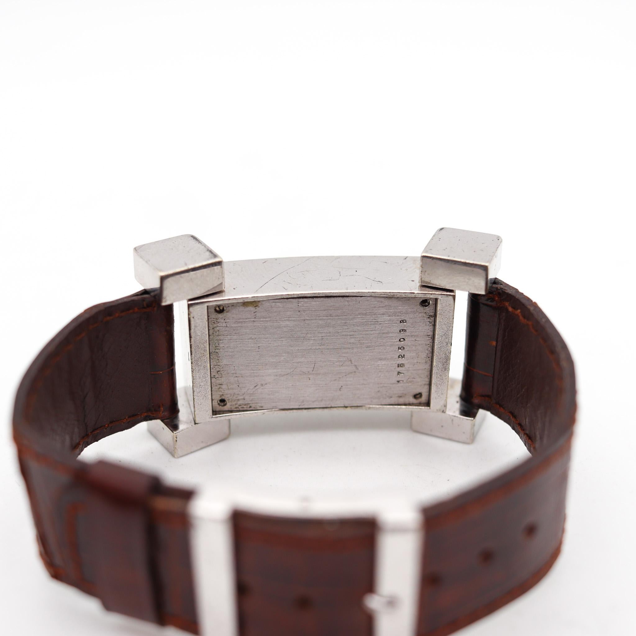  Montre-bracelet cubiste géométrique Longines 1973 de Serge Manzon en argent sterling Unisexe 