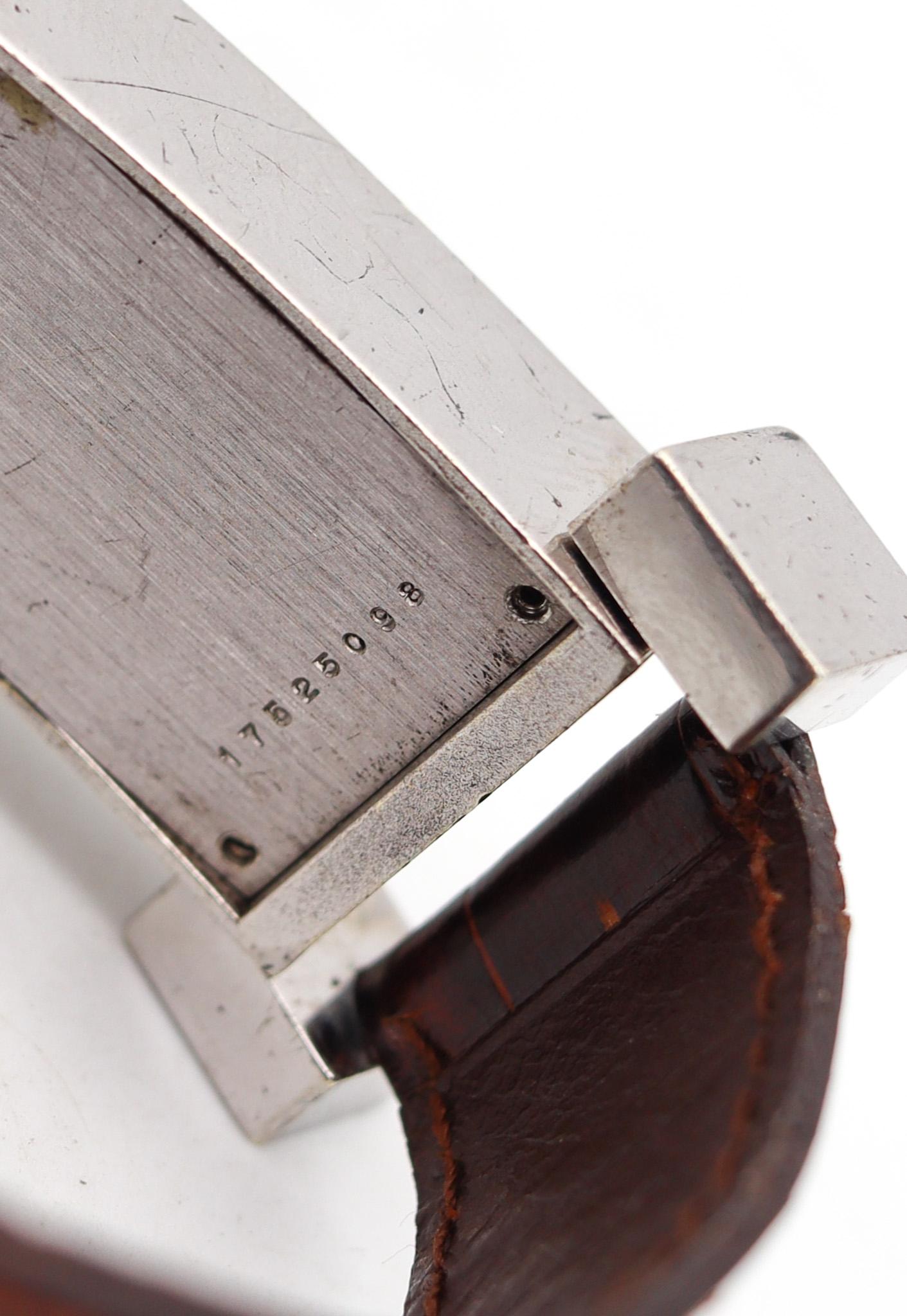 Montre-bracelet cubiste géométrique Longines 1973 de Serge Manzon en argent sterling 1