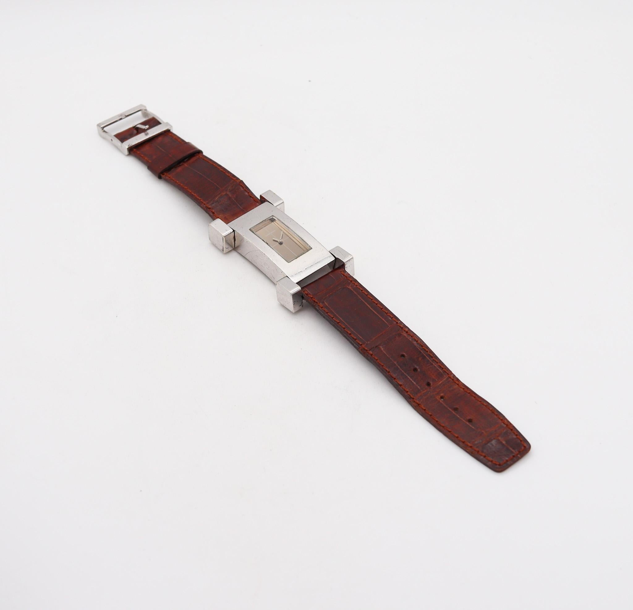 Montre-bracelet cubiste géométrique Longines 1973 de Serge Manzon en argent sterling 2