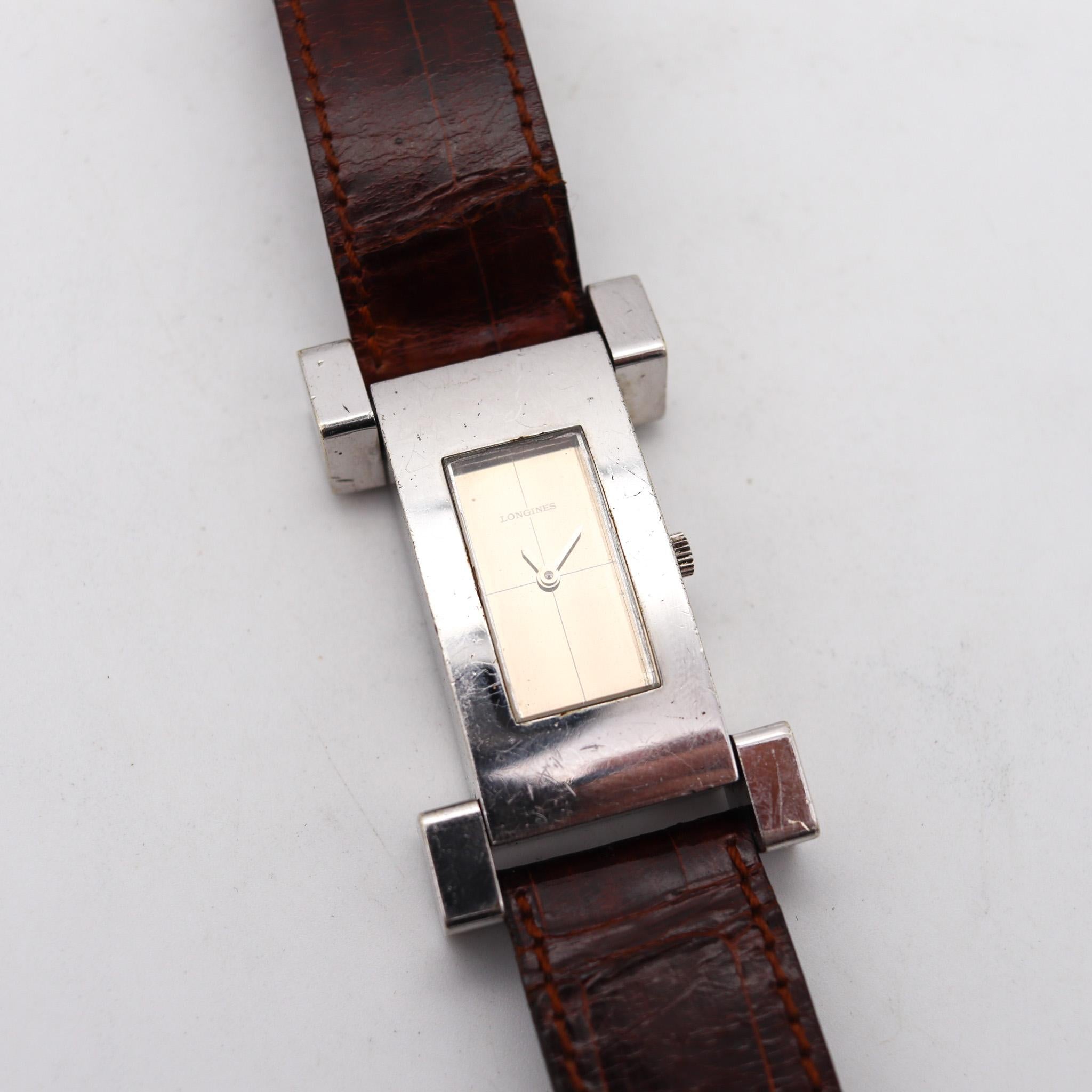 Montre-bracelet cubiste géométrique Longines 1973 de Serge Manzon en argent sterling 4