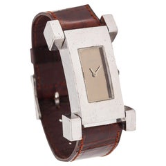 Longines 1973 by Serge Manzon Geometric Cubist Wristwatch In Sterling Silver