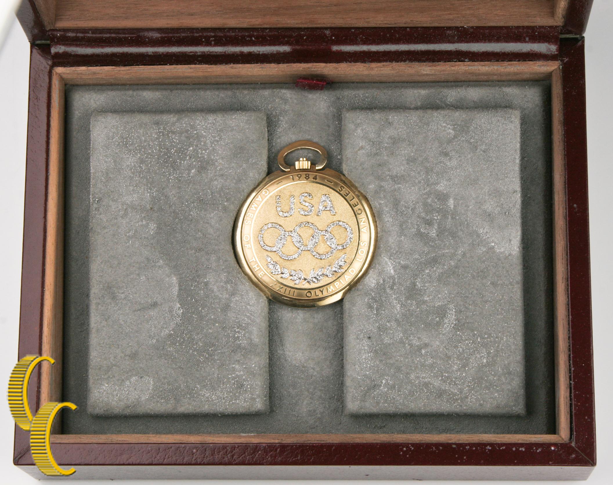 Longines 1984 Limited Edition 14 Karat Gold Olympic Pocket Watch 1
