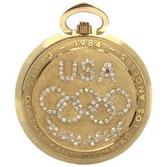 Longines 1984 Olympische Spiele Gelbgold und Diamanten Taschenuhr nie benutzt