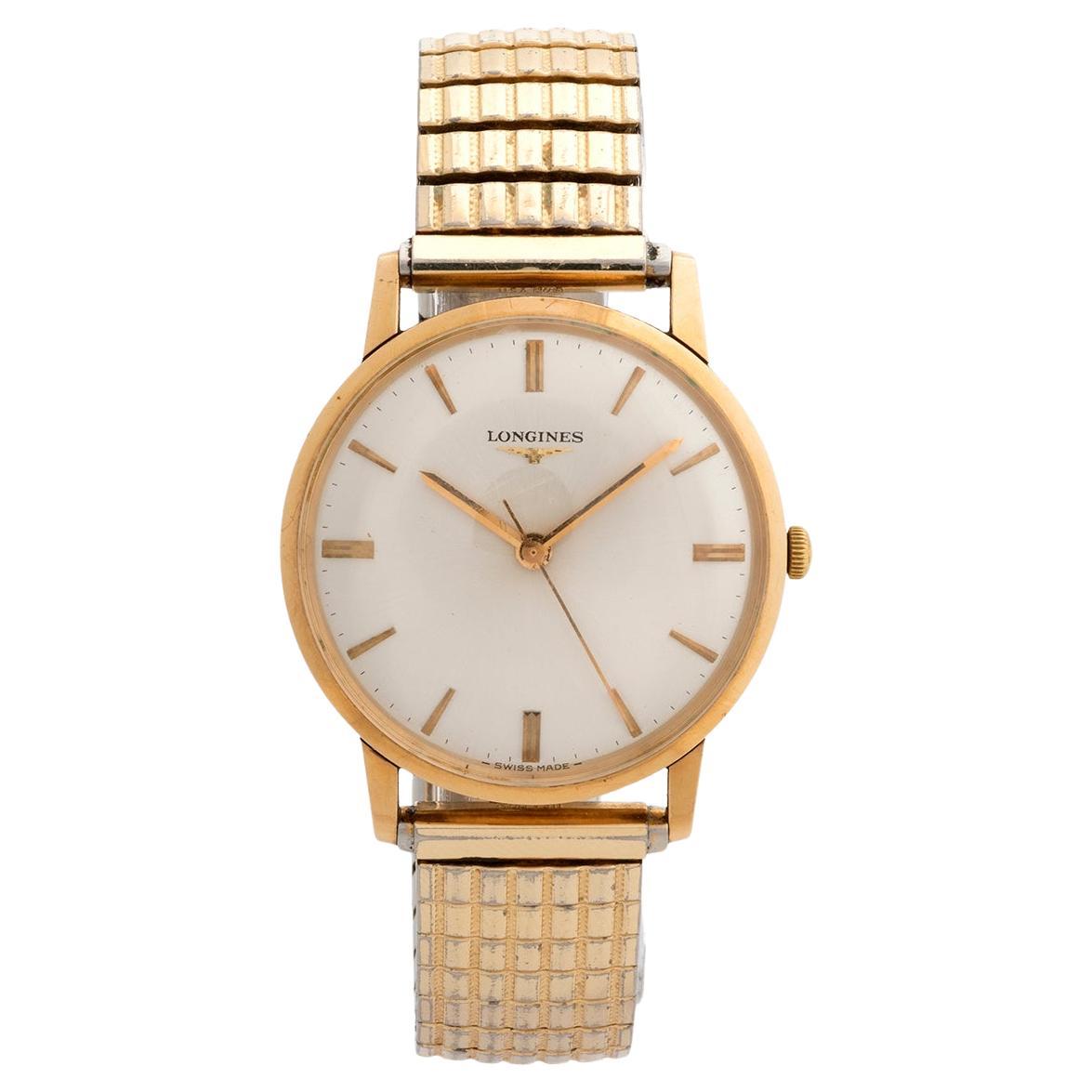 Boîte en or jaune 9K de Longines, mouvement manuel cal 280, bracelet Speidel, 1966 en vente