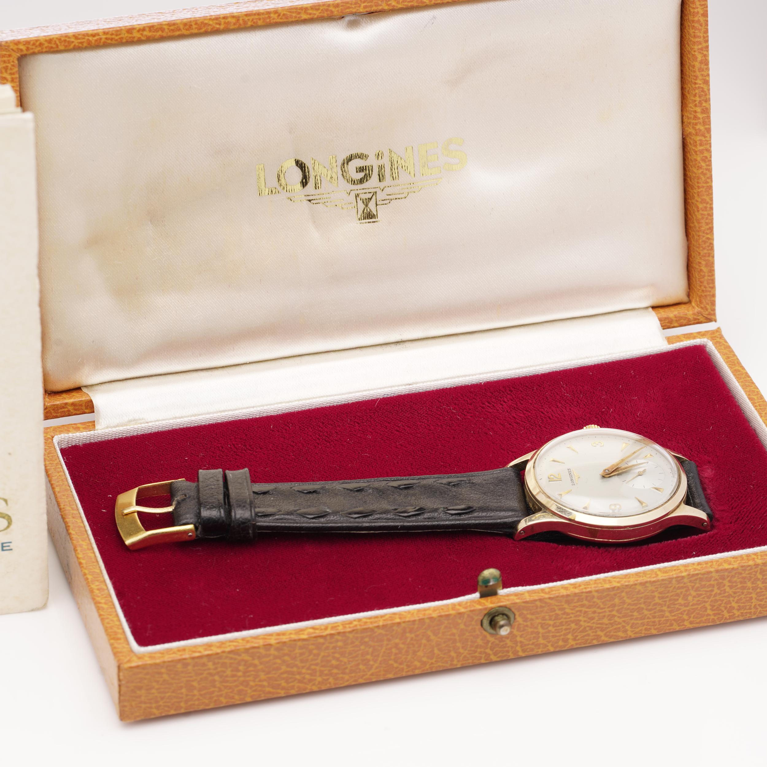 Men's Longines 9kt. yellow gold men's manual winding wristwatch For Sale