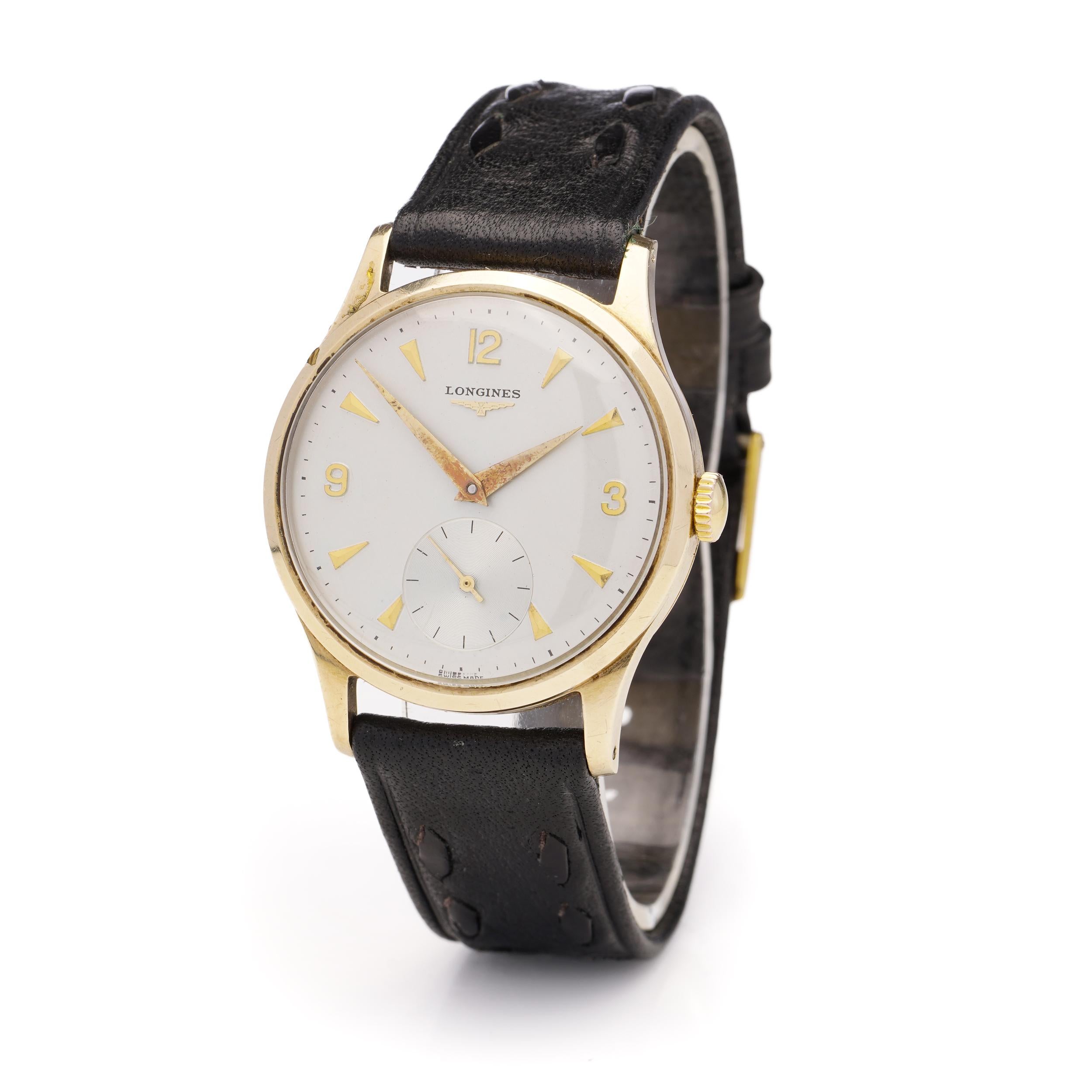 Longines 9kt. yellow gold men's manual winding wristwatch For Sale 1
