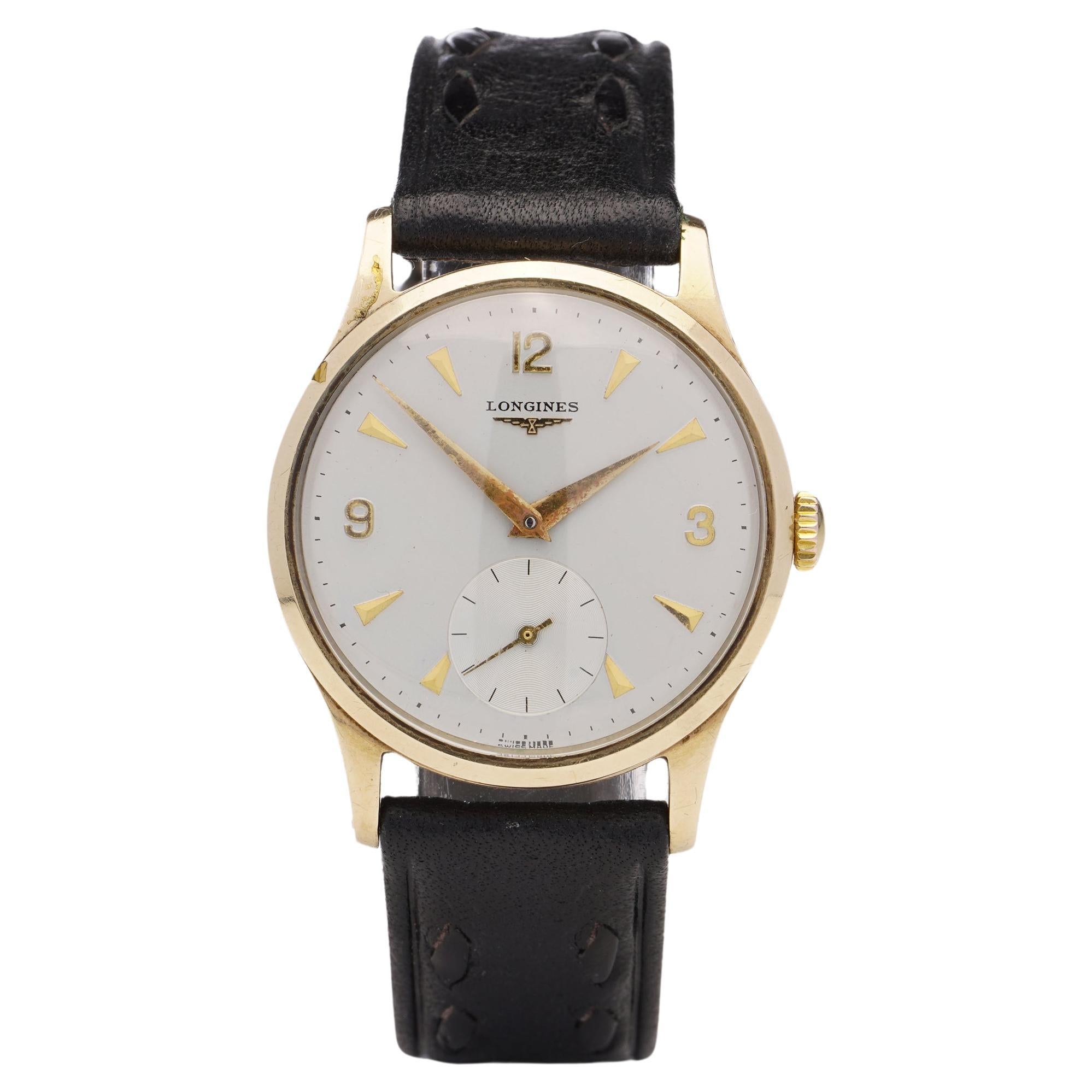 Longines 9kt. yellow gold men's manual winding wristwatch For Sale