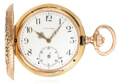 Longines. A Rare Hunting Festival Rose Gold Full Hunter Pocket Watch C1900