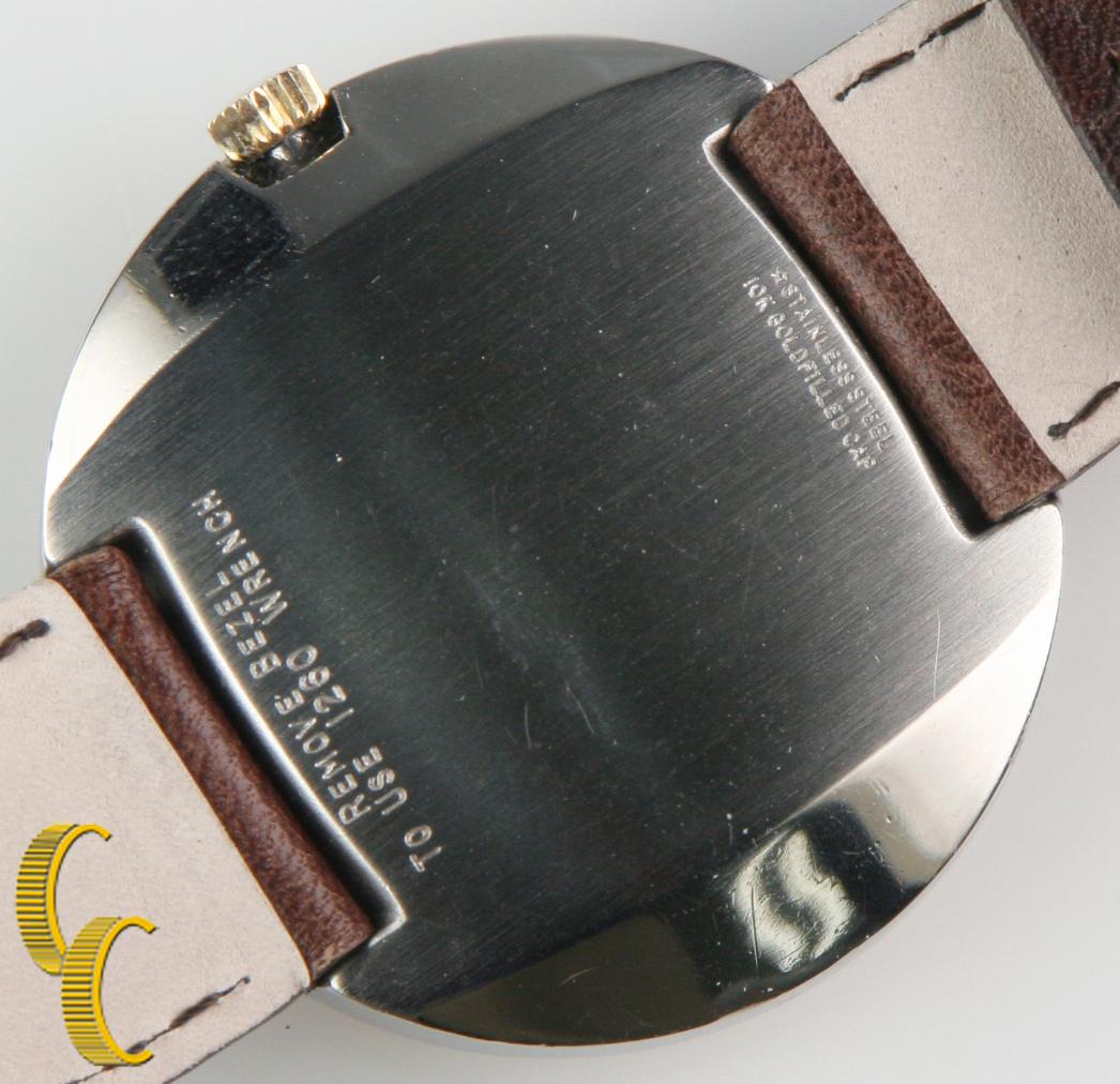 Modern Longines Admiral 10k Gold Filled Automatic Day/Date Watch W/ Leather Band #508