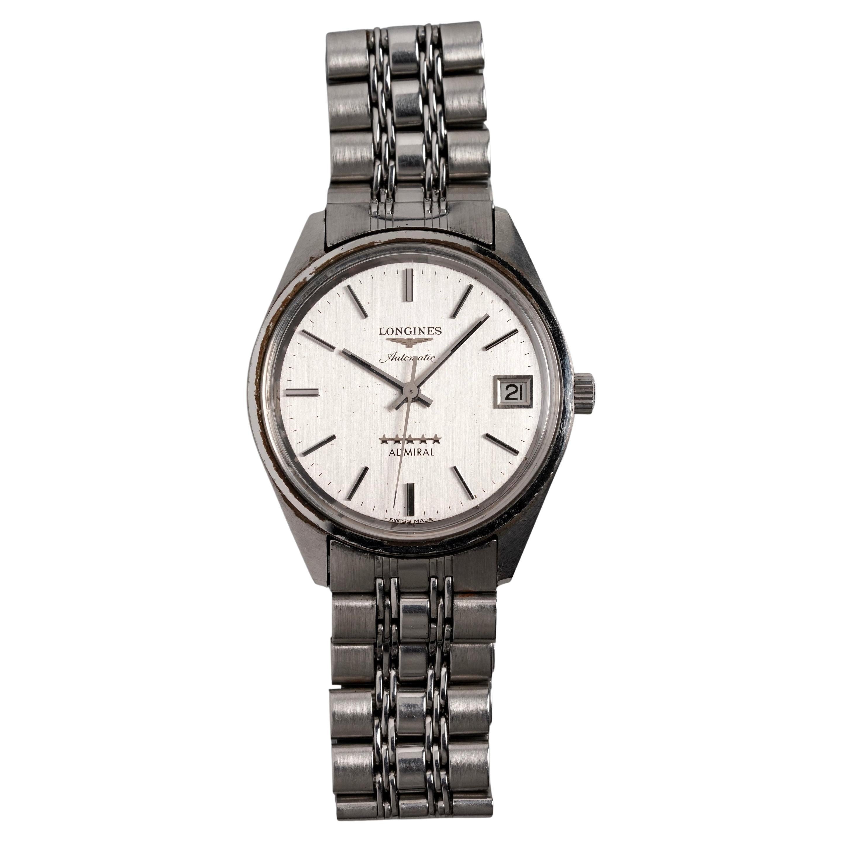 Longines Admiral Uhr aus Edelstahl, 1960-70er Jahre