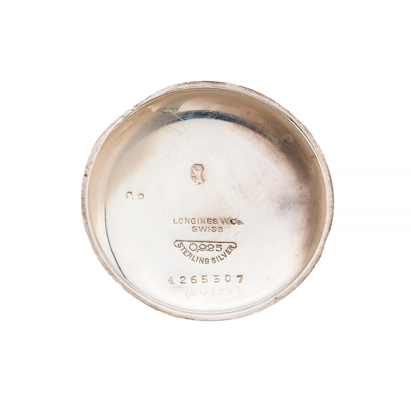 Longines Antique Sweep Seconds Doctors Watch in Sterling Silver C.1925 For Sale 2