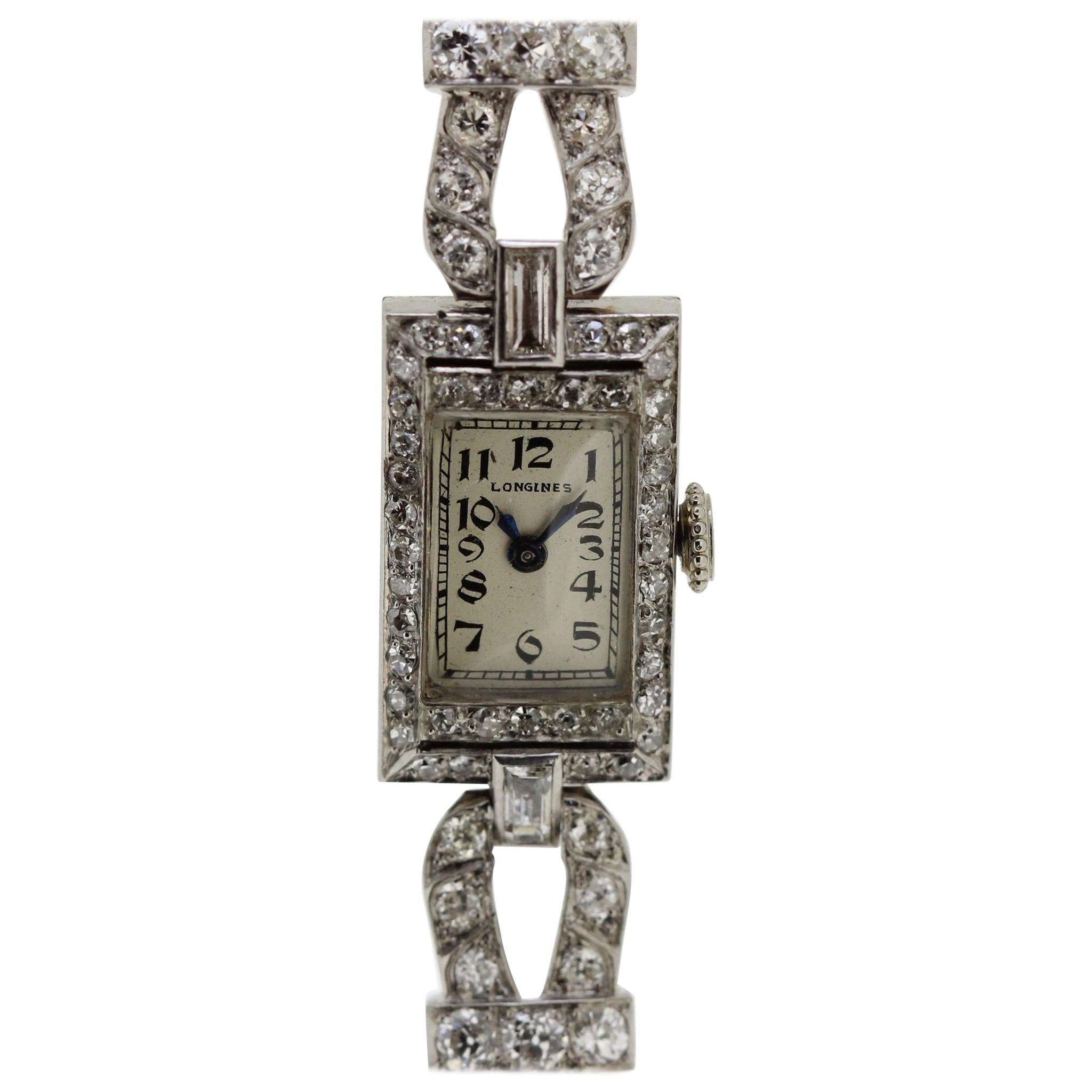 Longines Art Deco Platinum Ladies Watch
