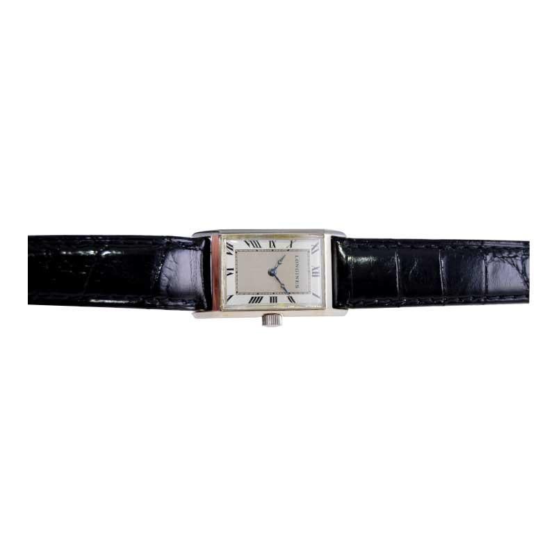 Longines Art Deco Tank Watch with Unique Hand Constructed Steel Case from 1928 For Sale 9