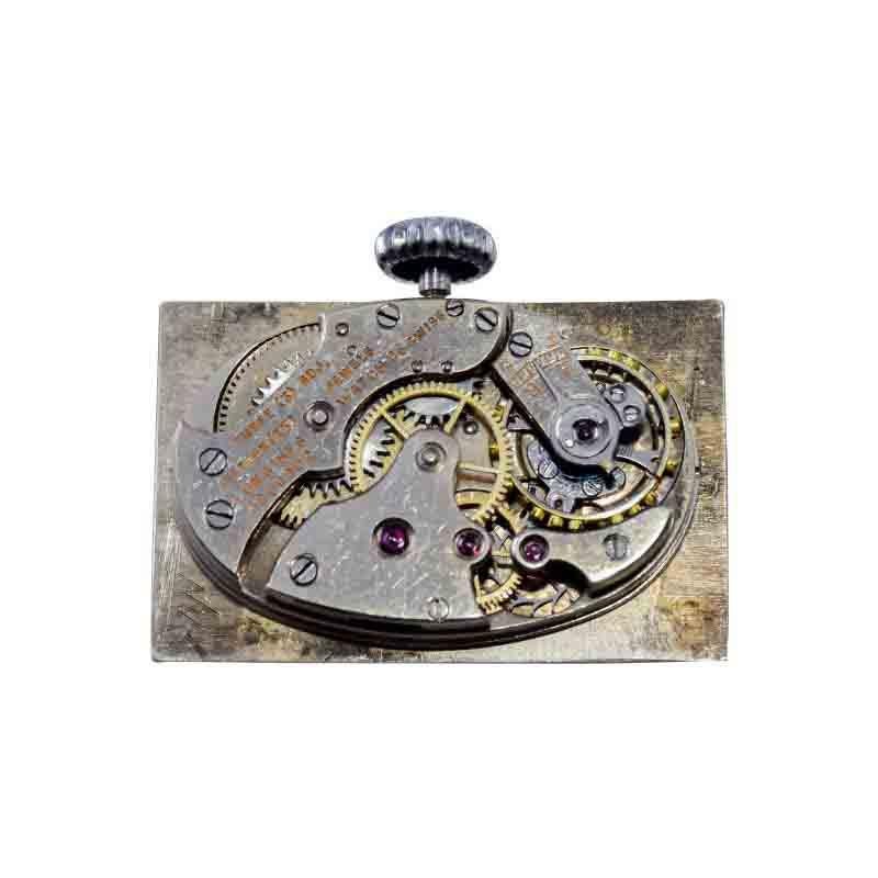 Longines Art Deco Tank Watch with Unique Hand Constructed Steel Case from 1928 For Sale 13