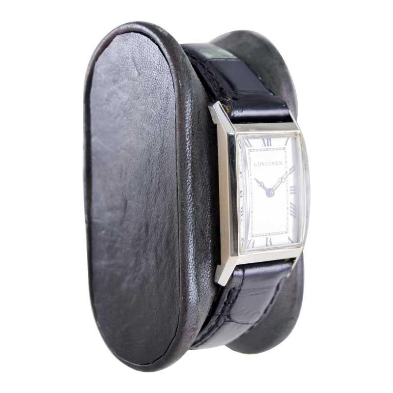 FACTORY / HOUSE: Longines Watch Company
STYLE / REFERENCE: Art Deco / Tank Style
METAL / MATERIAL: Experimental Stainless Steel
CIRCA / YEAR: 1928
DIMENSIONS / SIZE: Length 35mm x Width 19mm
MOVEMENT / CALIBER: Manual Winding / 15 Jewels / Caliber