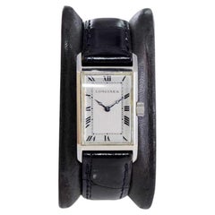 Longines Art Deco Tank Watch with Unique Hand Constructed Steel Case from 1928