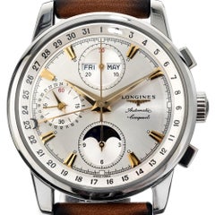 Longines Automatic Conquest Chronograph Moonphase Steel Heritage Wristwatch