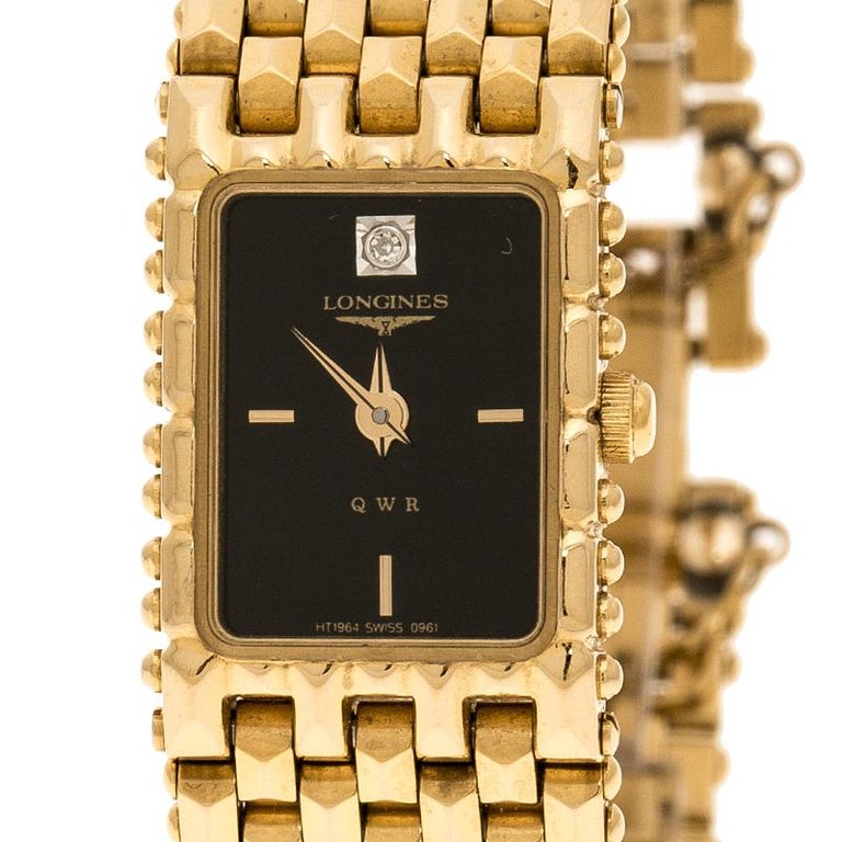 Longines Black Gold Plated Vintage QWR HT 19640961 Women's Wristwatch