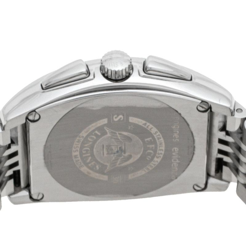 Longines Black Stainless Steel Evidenza L2.656.4.53.6 Men's Wristwatch 34 mm In Good Condition In Dubai, Al Qouz 2