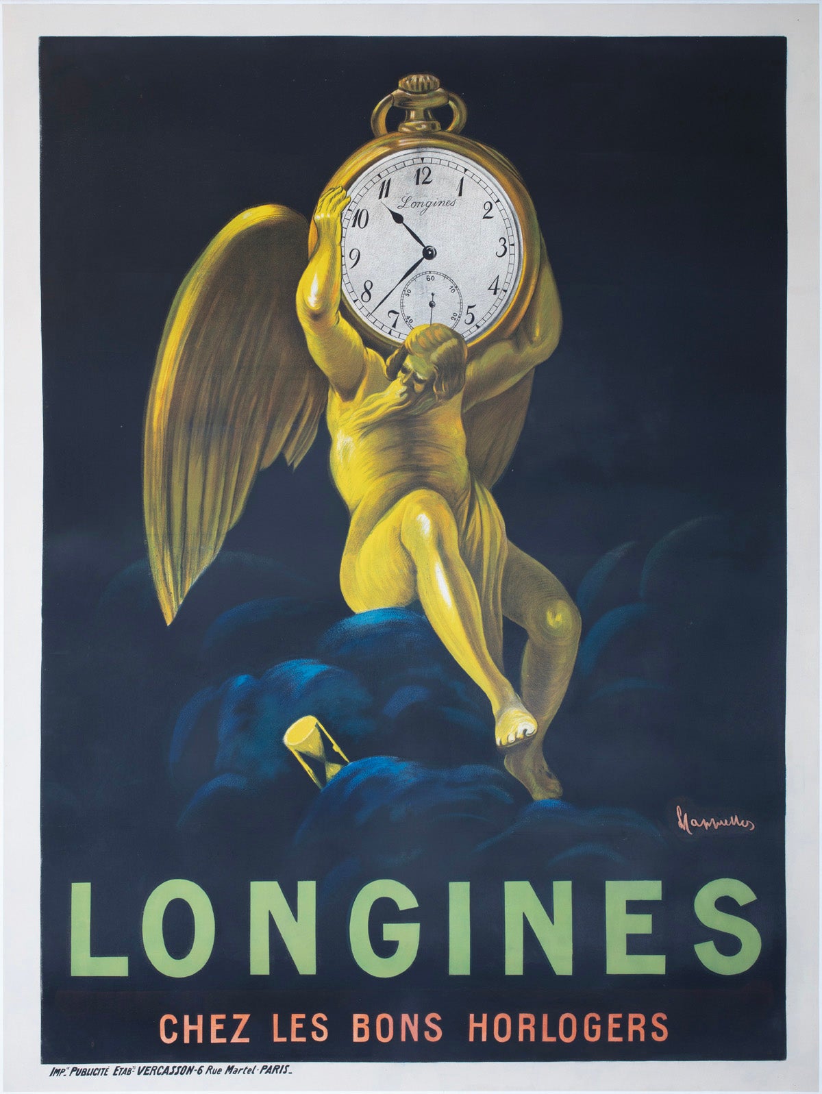 Longines c1911 Grande cartel publicitario francés, Leonetto Cappiello en venta