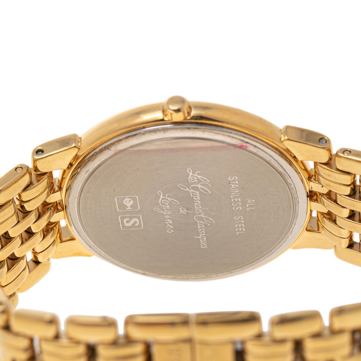 Contemporain Longines Champagne plaqué or Grande Classique L56322 Montre-bracelet pour homme 33 mm