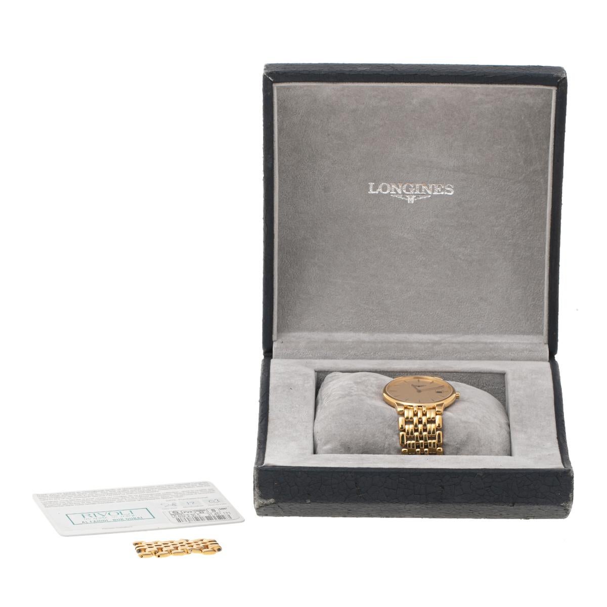 Longines Champagne plaqué or Grande Classique L56322 Montre-bracelet pour homme 33 mm 2
